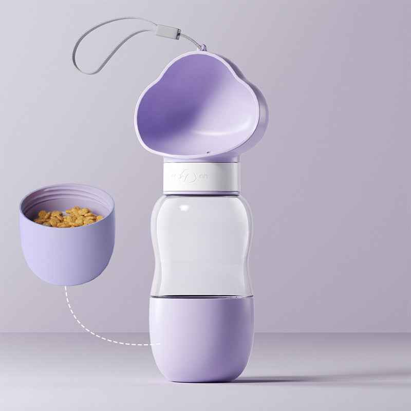 Portable pet water bottle with wide bowl and locking mechanism - dreamsforpet