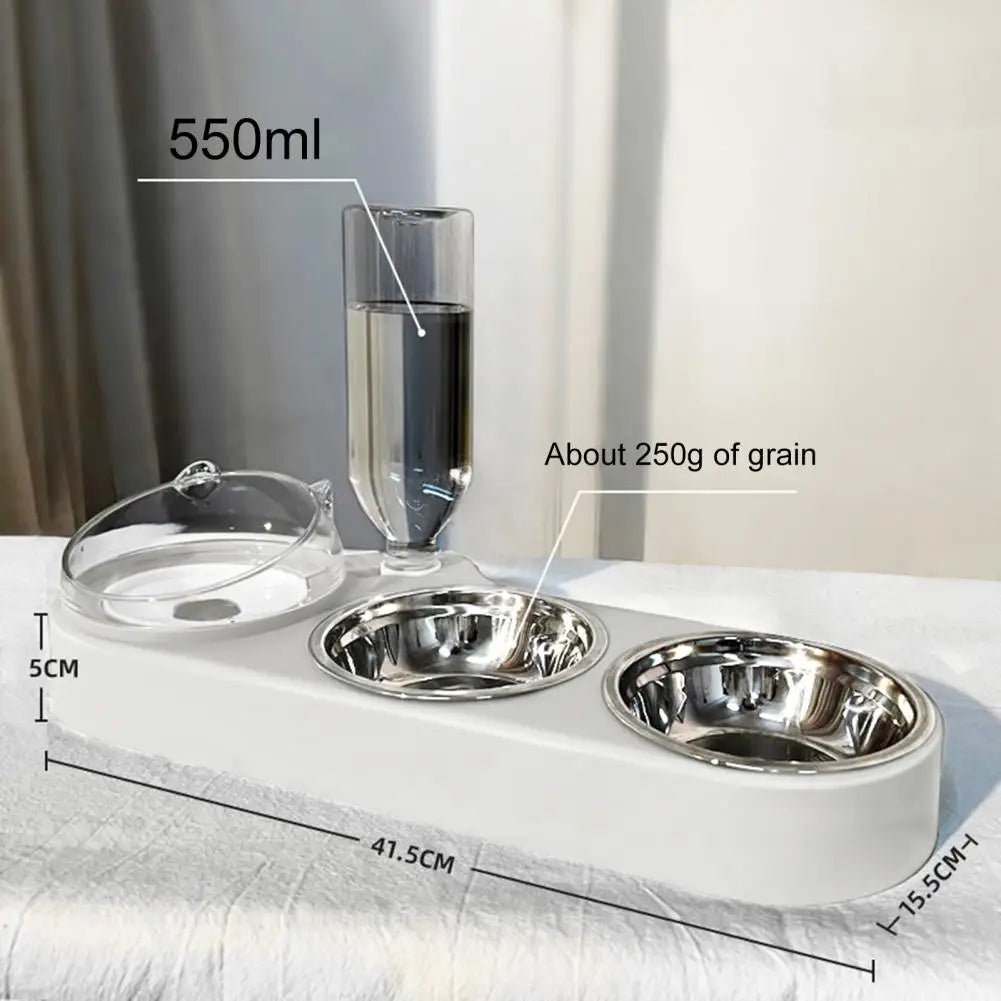 High-Capacity Pet Feeder Bowl Set with Beveled Mouth Automatic Drinking Water Splash-Proof Multi-Functional Cat Dog Food Bowl