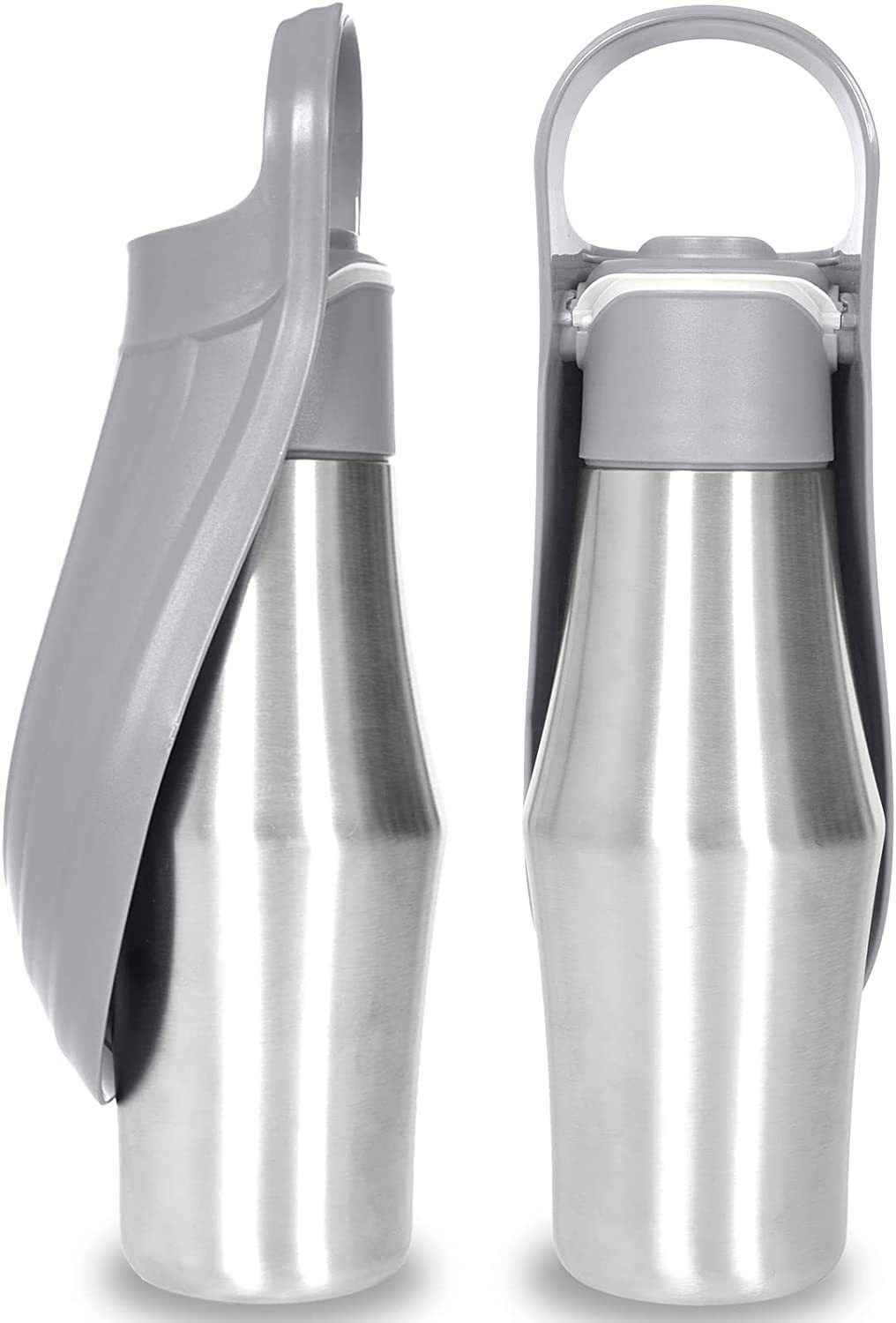 Leak-proof pet travel bottle, stainless steel body with mint green cap - dreamsforpet