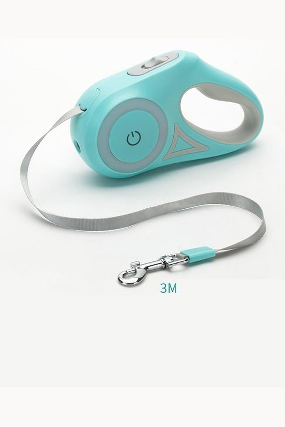Dog leash with LED spotlight for safe nighttime walks