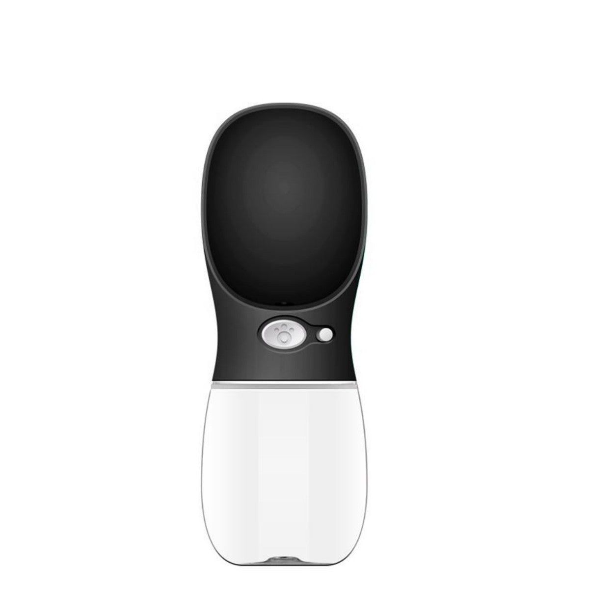 Ergonomic black pet water cup with a paw-print button design - dreamsforpet