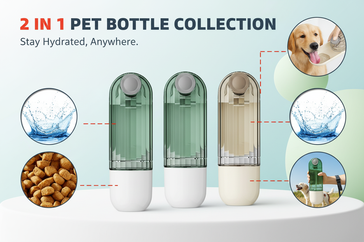 Water Bottles for Pets con prodotto reale