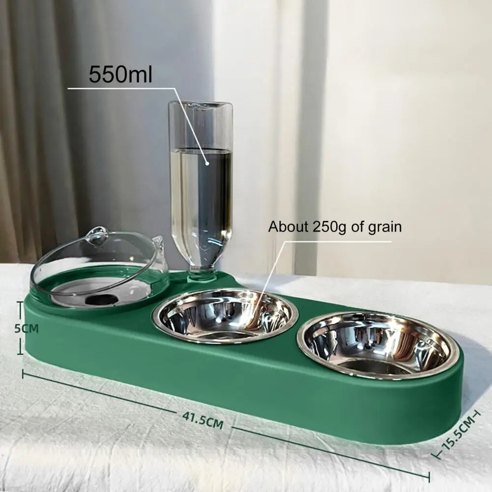High-Capacity Pet Feeder Bowl Set with Beveled Mouth Automatic Drinking Water Splash-Proof Multi-Functional Cat Dog Food Bowl