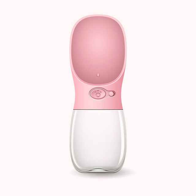Travel-friendly pet water bottle showing easy storage in a rucksack - dreamsforpet