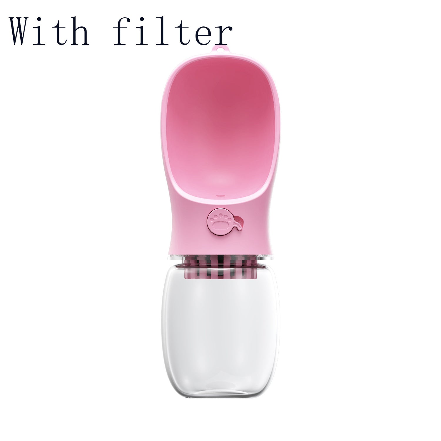 Sleek pink pet water bottle with a transparent reservoir - dreamsforpet