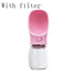 Sleek pink pet water bottle with a transparent reservoir - dreamsforpet