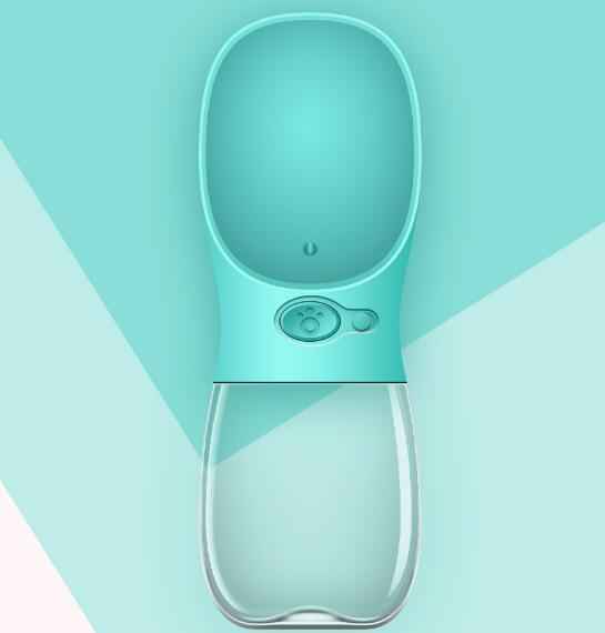 Lightweight portable pet feeder bottle in a neutral green color - dreamsforpet