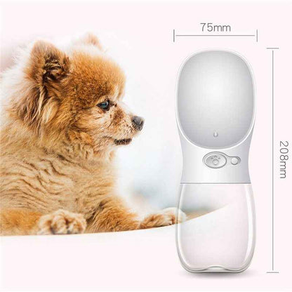Space-saving white pet travel cup sitting in a backpack pocket - dreamsforpet