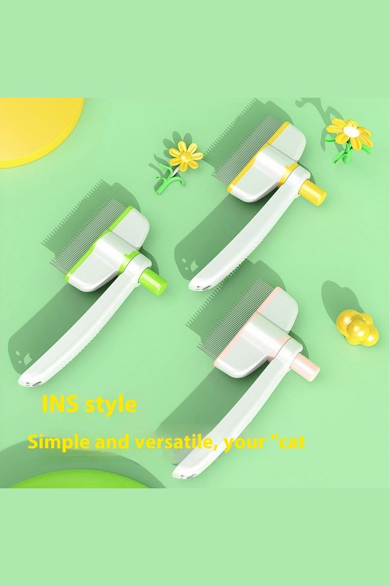  Pet grooming brush with self-cleaning mechanism for easy fur removal