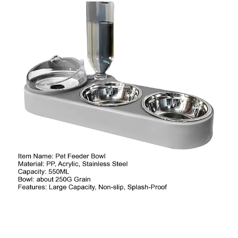 High-Capacity Pet Feeder Bowl Set with Beveled Mouth Automatic Drinking Water Splash-Proof Multi-Functional Cat Dog Food Bowl