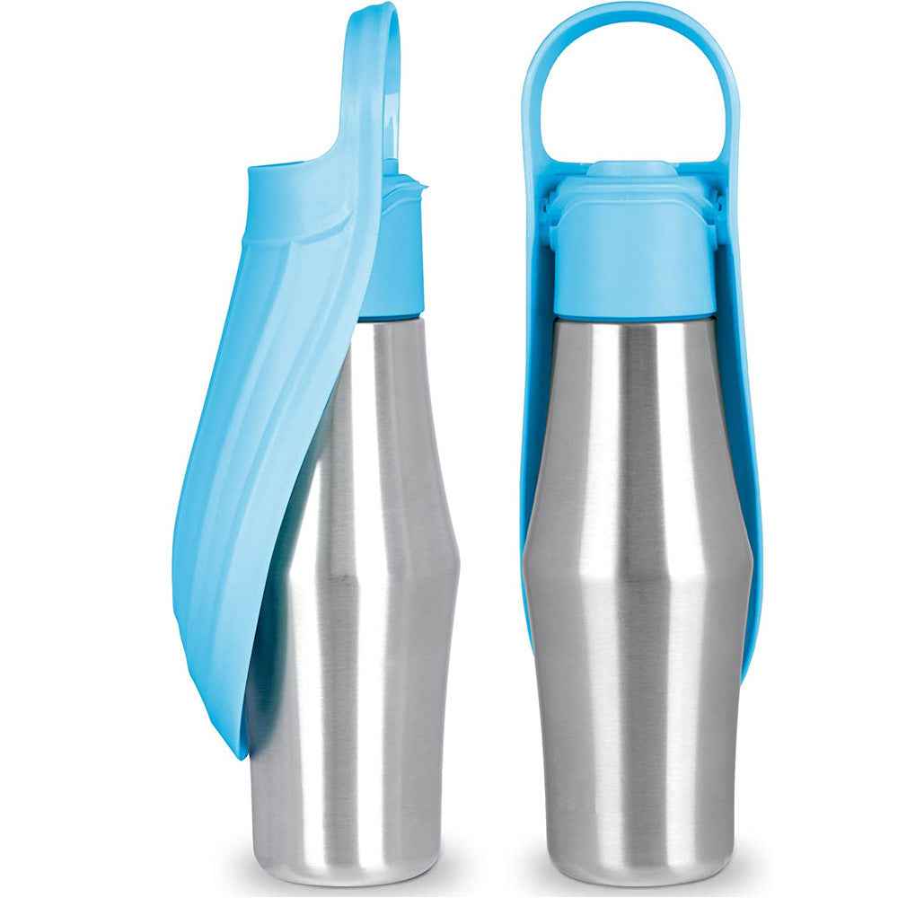 Portable outdoor dog water dispenser with a 2-in-1 silicone leaf trough - dreamsforpet