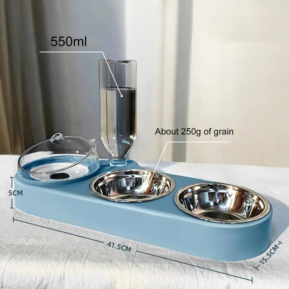 High-Capacity Pet Feeder Bowl Set with Beveled Mouth Automatic Drinking Water Splash-Proof Multi-Functional Cat Dog Food Bowl