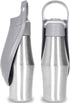 Leak-proof pet travel bottle, stainless steel body with mint green cap - dreamsforpet