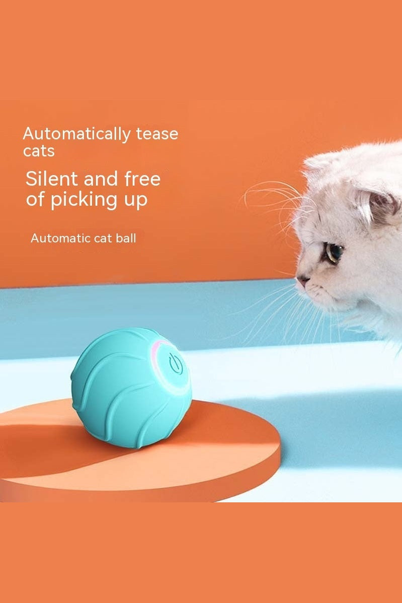  "Red automatic jumping toy ball for dogs and cats with grooved silicone grip"