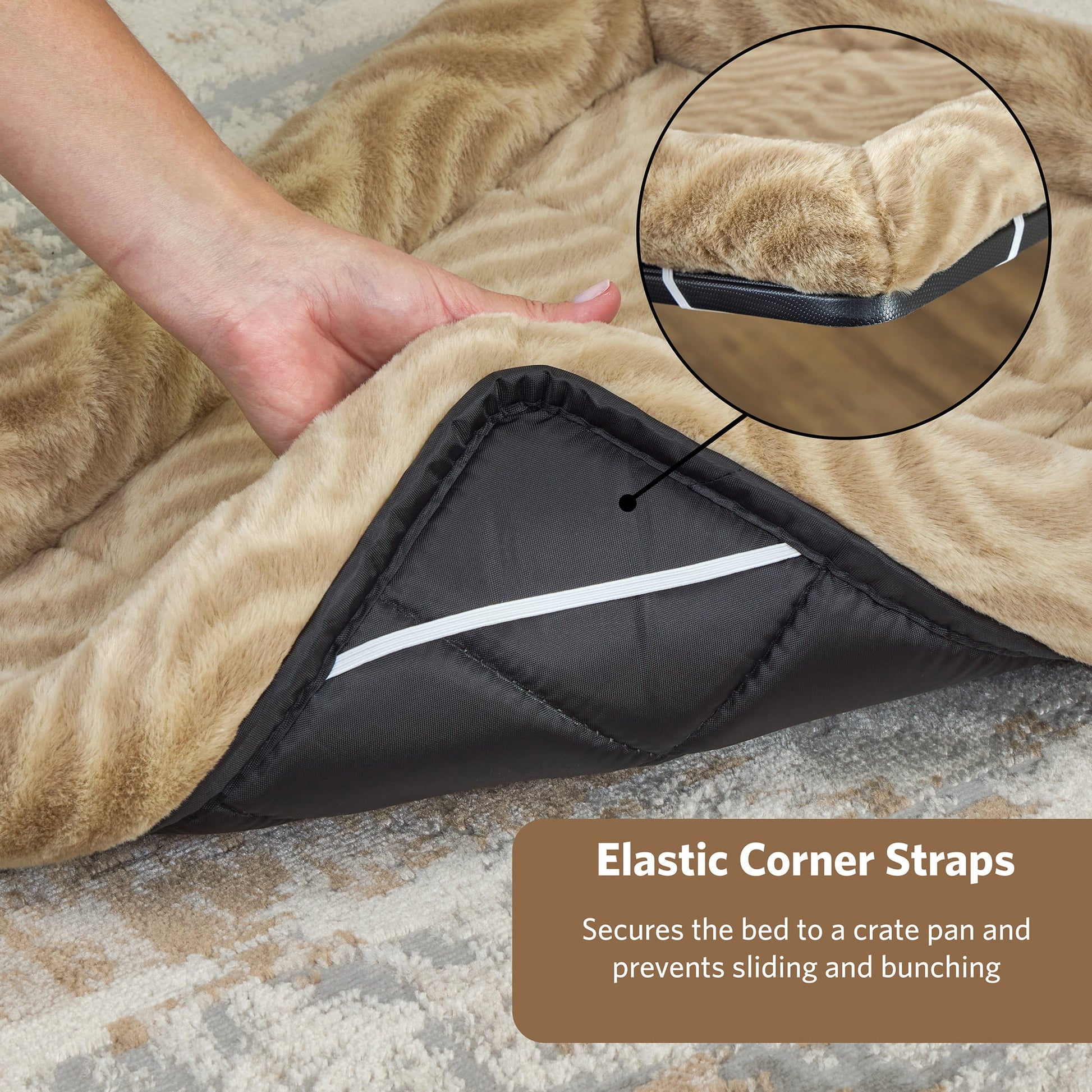 48Inch Tan Wave Pet Bed for Extra Large Dog/Cat with Slip Resist Bottom