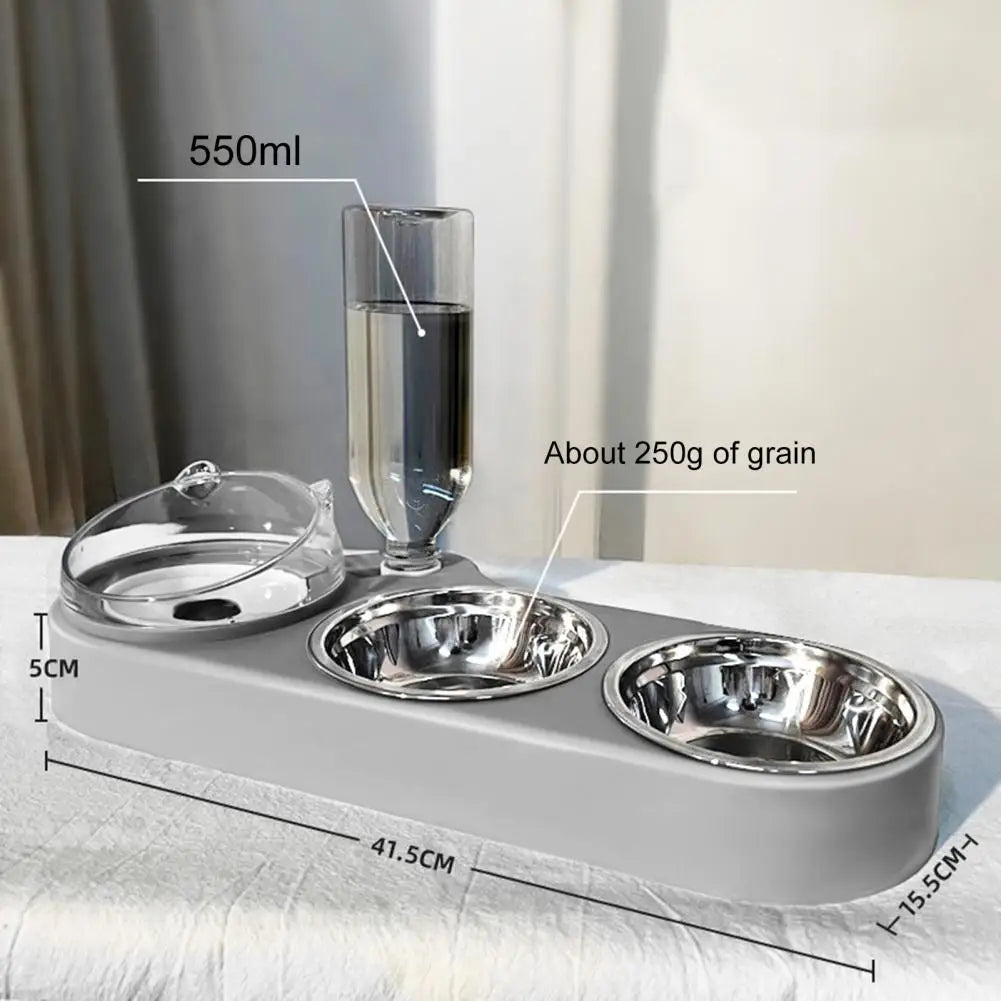 High-Capacity Pet Feeder Bowl Set with Beveled Mouth Automatic Drinking Water Splash-Proof Multi-Functional Cat Dog Food Bowl