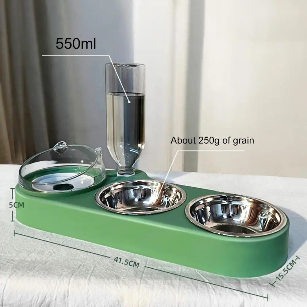 High-Capacity Pet Feeder Bowl Set with Beveled Mouth Automatic Drinking Water Splash-Proof Multi-Functional Cat Dog Food Bowl