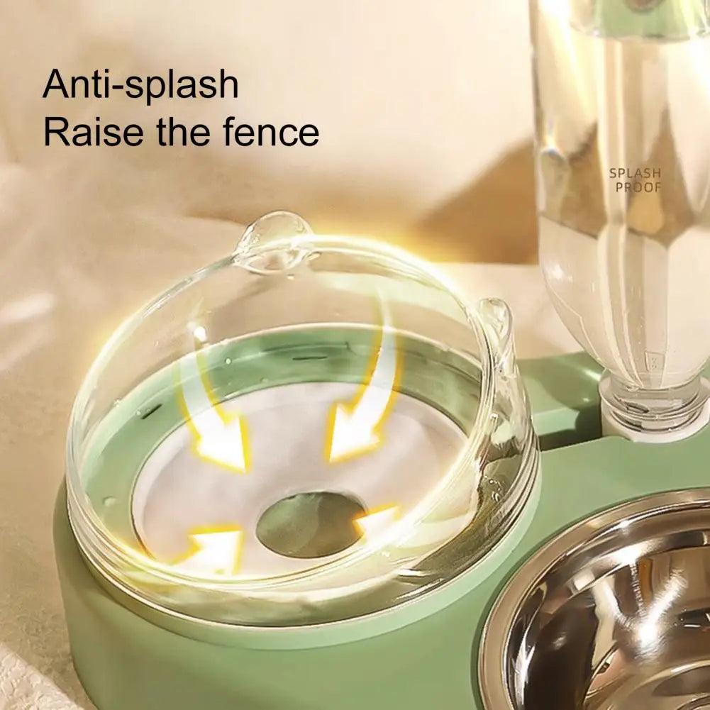 High-Capacity Pet Feeder Bowl Set with Beveled Mouth Automatic Drinking Water Splash-Proof Multi-Functional Cat Dog Food Bowl