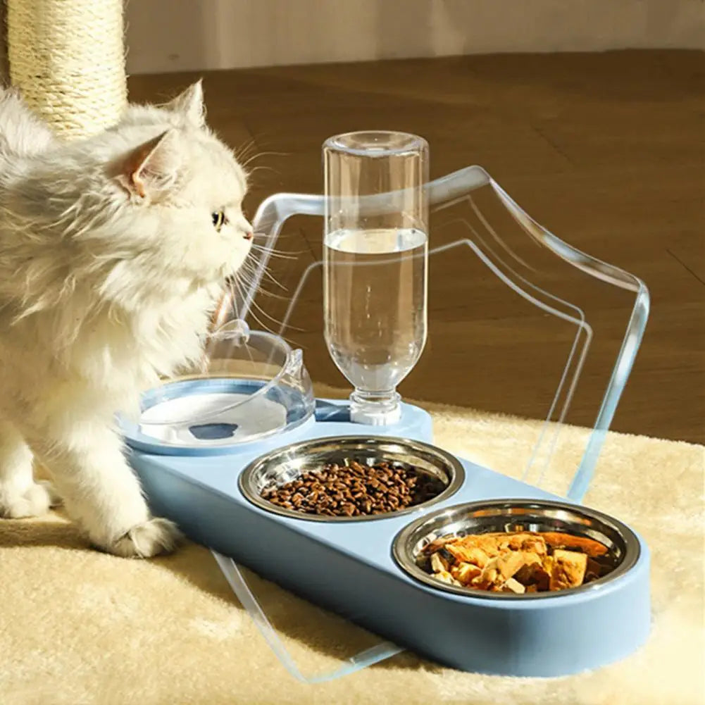 High-Capacity Pet Feeder Bowl Set with Beveled Mouth Automatic Drinking Water Splash-Proof Multi-Functional Cat Dog Food Bowl