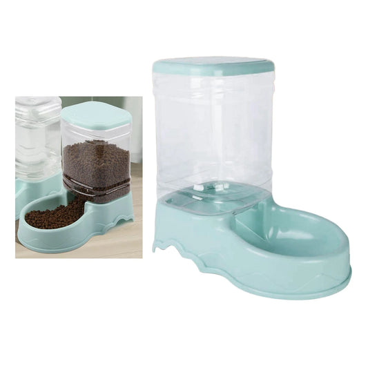Automatic Cat Feeder, Automatic Pets Food Dispenser, Water Drinking Drinker Dish for Medium Small Pet Puppy Kitten Blue Food Feeder
