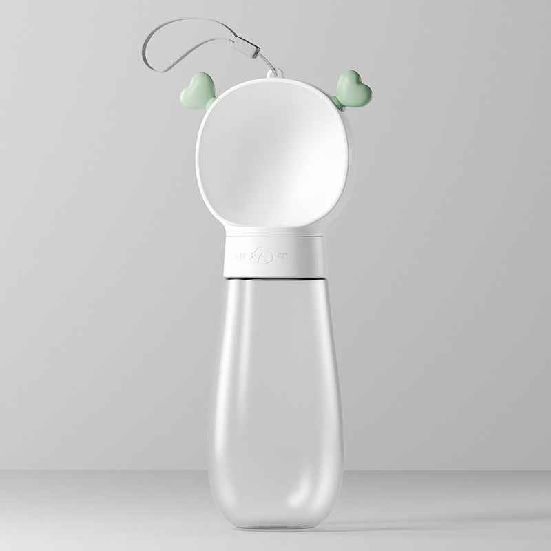 Ergonomic handheld pet water bottle with a yellow lock button- dreamsforpet
