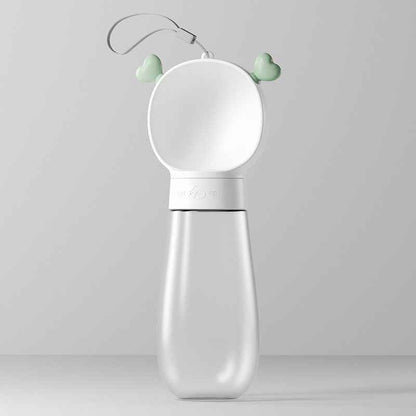 Ergonomic handheld pet water bottle with a yellow lock button- dreamsforpet