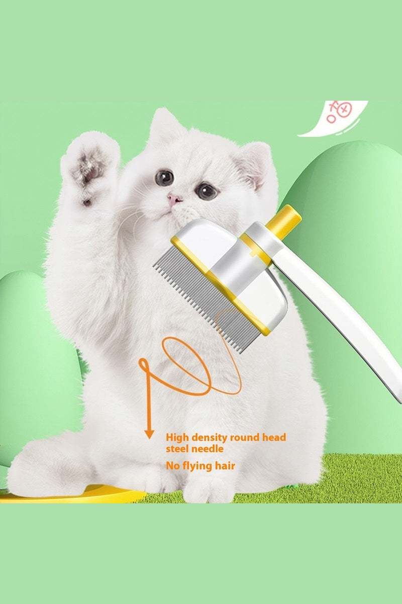  Detail of self-cleaning slicker brush with fine bent bristles for pet grooming