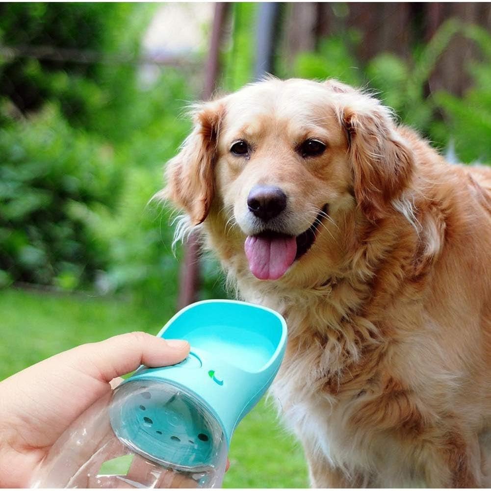 Portable Outdoor Dog Water Bottle Dispenser Travel Drink Cup Pet Feeder Drinking Bowl Dog Bottle for Walking Blue 350Ml