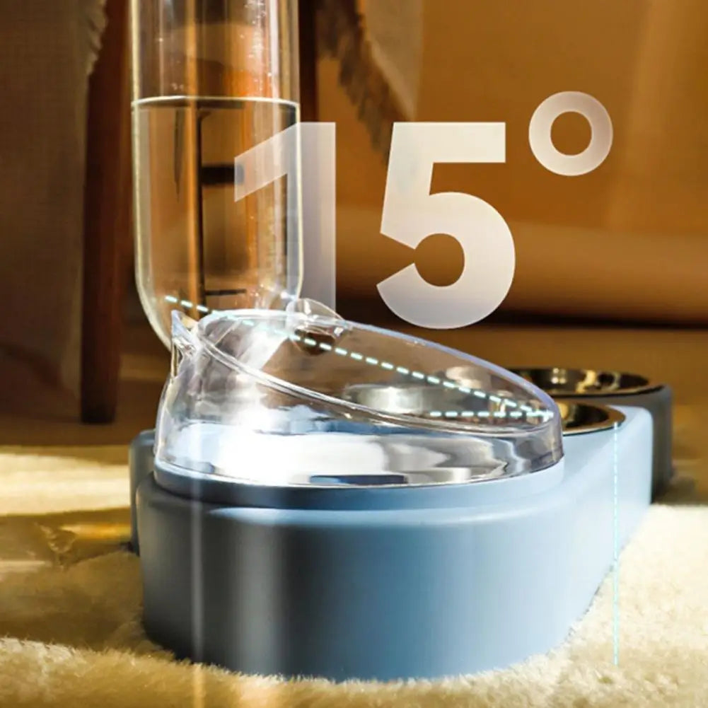 High-Capacity Pet Feeder Bowl Set with Beveled Mouth Automatic Drinking Water Splash-Proof Multi-Functional Cat Dog Food Bowl